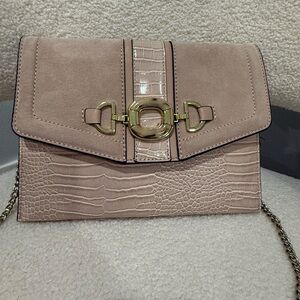 Leather Suede Clutch with Chain
